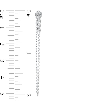 Cubic Zirconia Five Stone Chain Drop Earrings in Sterling Silver
