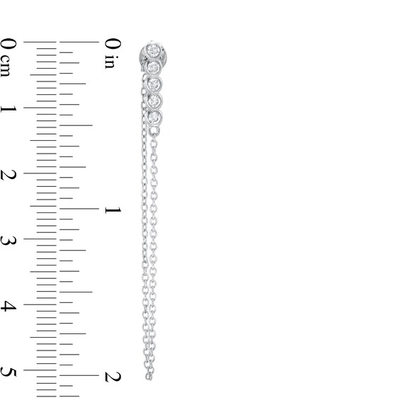 Cubic Zirconia Five Stone Chain Drop Earrings in Sterling Silver