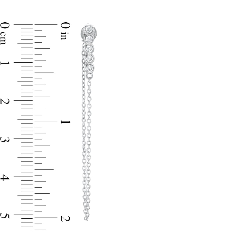 Cubic Zirconia Five Stone Chain Drop Earrings in Sterling Silver