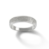 Cubic Zirconia Double Row Stepped Edge Band in Solid Sterling Silver