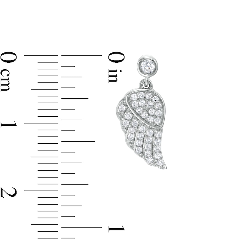 Main Image 2 of Cubic Zirconia Wing Dangle Drop Earrings in Sterling Silver