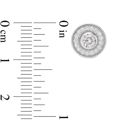 Cubic Zirconia Frame Stud Earrings in Solid Sterling Silver