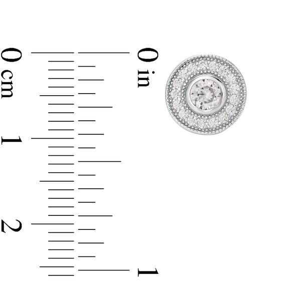 Cubic Zirconia Frame Stud Earrings in Solid Sterling Silver
