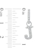 Thumbnail Image 2 of Cubic Zirconia Initial "J" Dangle Huggie Hoop Earrings in Sterling Silver
