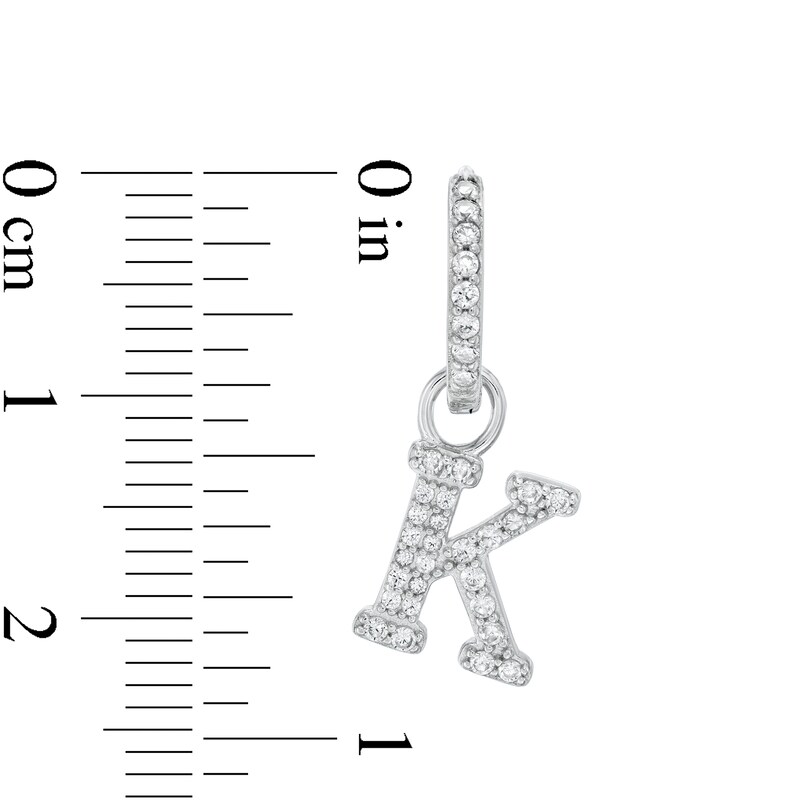 Main Image 2 of Cubic Zirconia Initial "K" Dangle Huggie Hoop Earrings in Sterling Silver