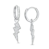 Thumbnail Image 1 of Cubic Zirconia Lightning Bolt Dangle Huggie Hoop Earrings in Sterling Silver