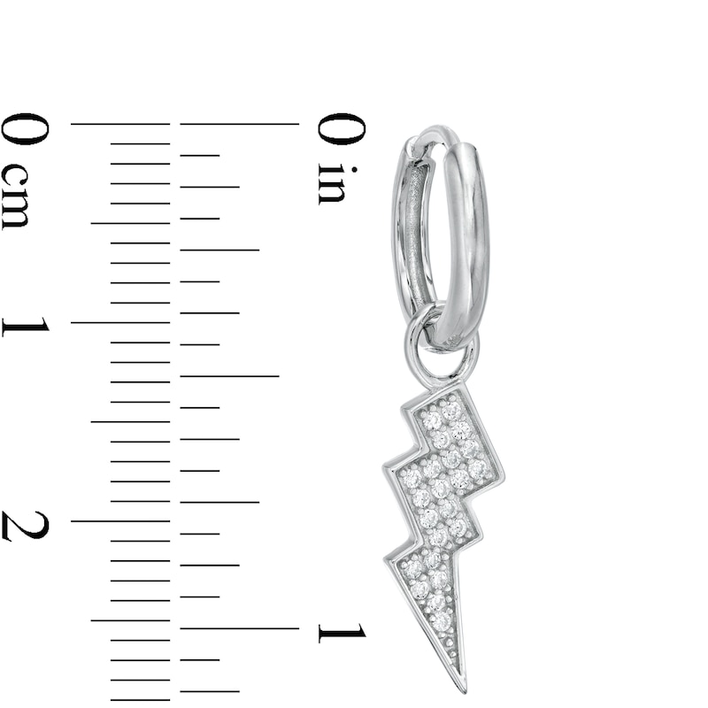 Main Image 2 of Cubic Zirconia Lightning Bolt Dangle Huggie Hoop Earrings in Sterling Silver