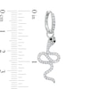 Cubic Zirconia Snake Dangle Huggie Hoop Earrings in Sterling Silver