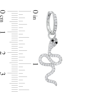 Cubic Zirconia Snake Dangle Huggie Hoop Earrings in Sterling Silver