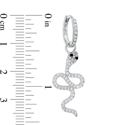 Cubic Zirconia Snake Dangle Huggie Hoop Earrings in Sterling Silver
