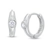 Thumbnail Image 0 of Cubic Zirconia Solitaire Huggie Hoop Earrings in Sterling Silver