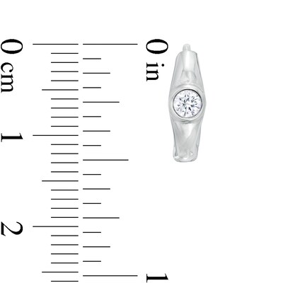 Cubic Zirconia Solitaire Huggie Hoop Earrings in Sterling Silver