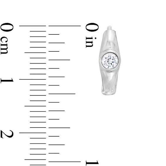Cubic Zirconia Solitaire Huggie Hoop Earrings in Sterling Silver