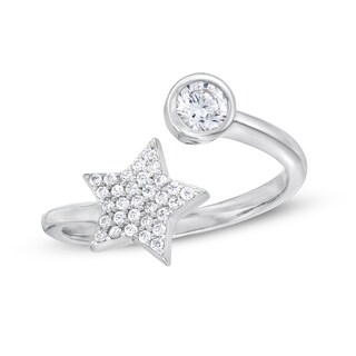 Cubic Zirconia Star Open Wrap Ring in Sterling Silver - Size 7