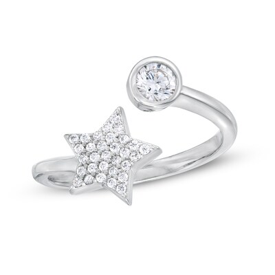 Cubic Zirconia Star Open Wrap Ring in Sterling Silver - Size 7