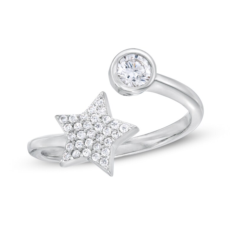 Cubic Zirconia Star Open Wrap Ring in Sterling Silver - Size 7