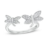 Thumbnail Image 1 of Cubic Zirconia Double Dragonfly Open Shank Ring in Sterling Silver - Size 7