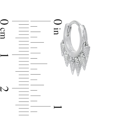 Spike Dangle Huggie Hoop Earrings in Sterling Silver