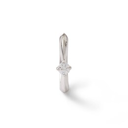Single 016 Gauge 1/20 CT. Diamond Solitaire Cartilage Hoop Earring in 14K White Gold - 3/8&quot;