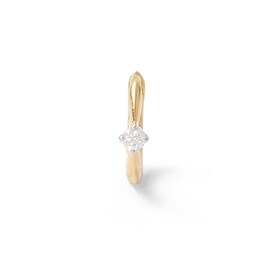 Single 016 Gauge 1/20 CT. Diamond Solitaire Cartilage Hoop Earring in 14K Gold - 3/8&quot;