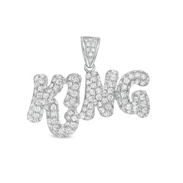 Cubic Zirconia King Charm in Solid Sterling Silver