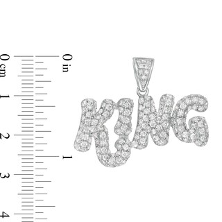 Solid Sterling Silver CZ Bubble Letter "KING" Necklace Charm