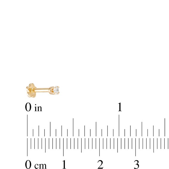 14K Gold Diamond Solitaire Stud - 16G 1/4"