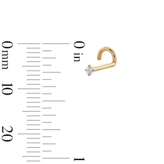 14K Semi-Solid Gold CZ Solitaire Screw Nose Stud