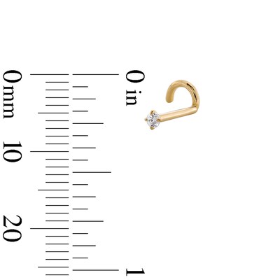 14K Semi-Solid Gold CZ Solitaire Screw Nose Stud