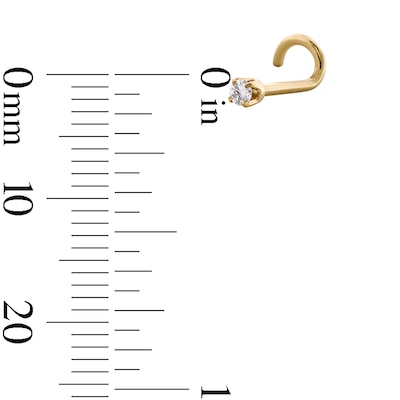 14K Semi-Solid Gold 1/20 CT. T.W. Diamond Solitaire Screw Nose Stud - 18G 1/4"