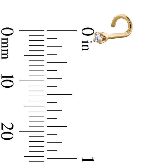 14K Semi-Solid Gold 1/20 CT. T.W. Diamond Solitaire Screw Nose Stud - 18G 1/4"