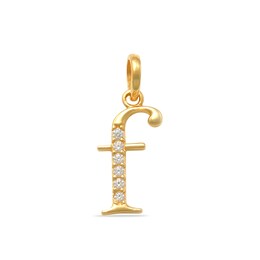 Child's Cubic Zirconia Lowercase Initial &quot;f&quot; Charm in 10K Gold