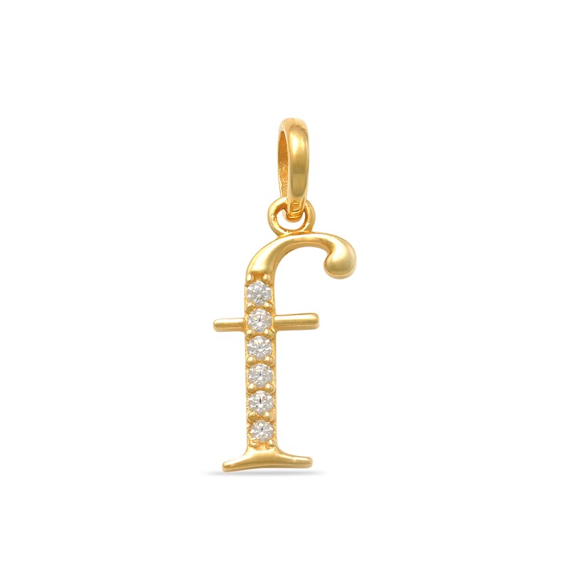 Child's Cubic Zirconia Lowercase Initial "f" Charm in 10K Gold