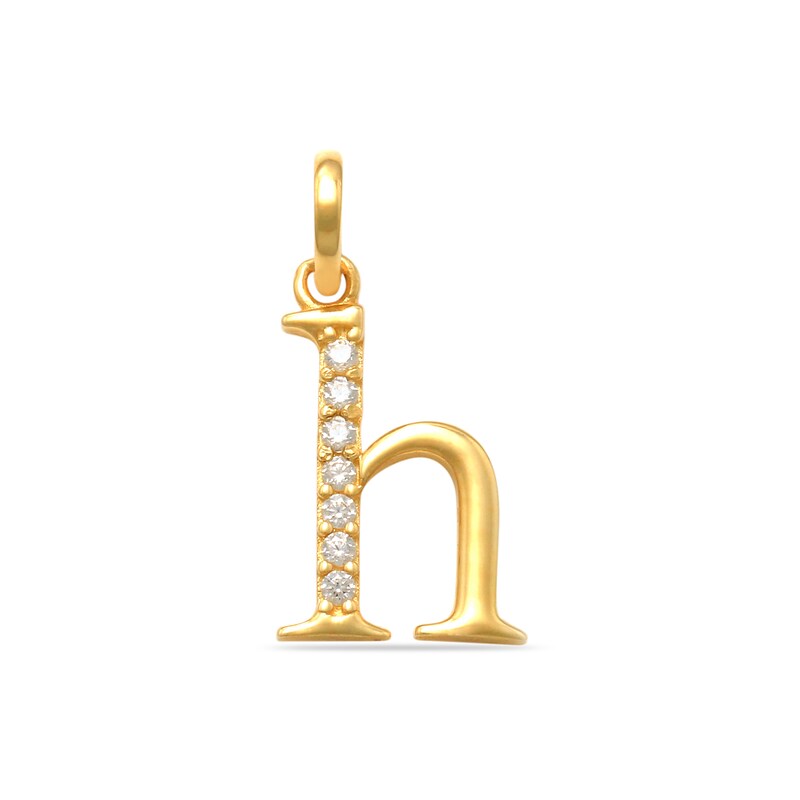 Child's Cubic Zirconia Lowercase Initial "h" Charm in 10K Gold