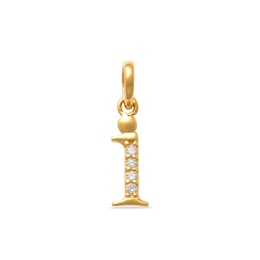 Child's Cubic Zirconia Lowercase Initial &quot;i&quot; Charm in 10K Gold