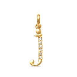 Child's Cubic Zirconia Lowercase Initial &quot;j&quot; Charm in 10K Gold