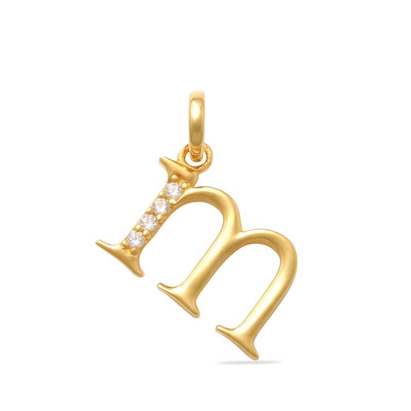 Child's Cubic Zirconia Lowercase Initial "m" Charm in 10K Gold