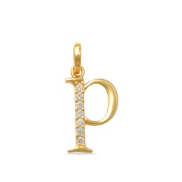Child's Cubic Zirconia Lowercase Initial &quot;p&quot; Charm in 10K Gold