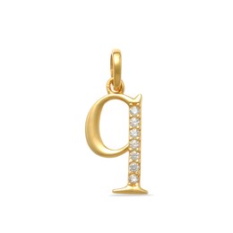 Child's Cubic Zirconia Lowercase Initial &quot;q&quot; Charm in 10K Gold