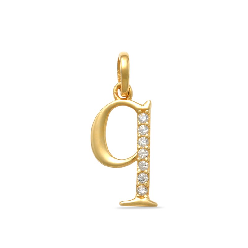Child's Cubic Zirconia Lowercase Initial "q" Charm in 10K Gold