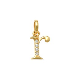 Child's Cubic Zirconia Lowercase Initial &quot;r&quot; Charm in 10K Gold