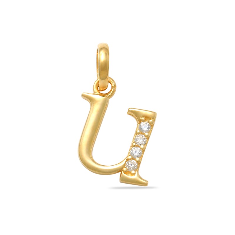 Child's Cubic Zirconia Lowercase Initial "u" Charm in 10K Gold