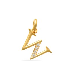 Child's Cubic Zirconia Lowercase Initial &quot;w&quot; Charm in 10K Gold
