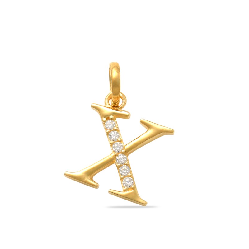Child's Cubic Zirconia Lowercase Initial "x" Charm in 10K Gold