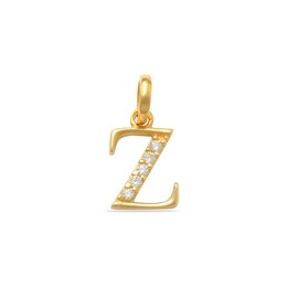 Child's Cubic Zirconia Lowercase Initial &quot;z&quot; Charm in 10K Gold