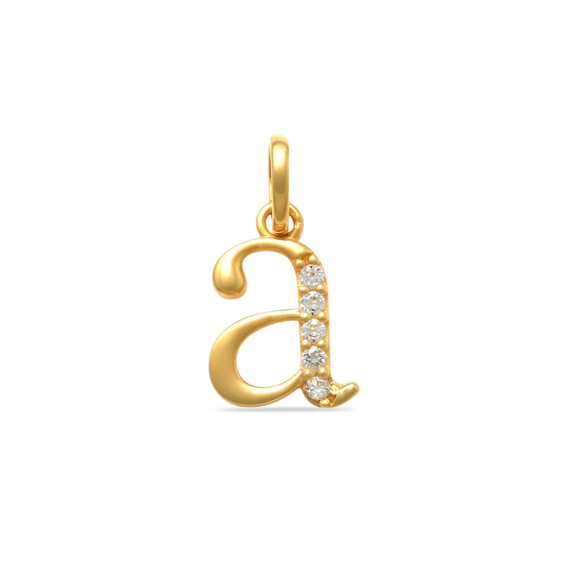 Child's Cubic Zirconia Lowercase Initial "a" Charm in 10K Gold