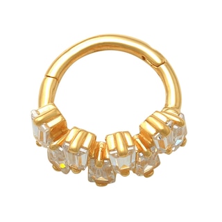 016 Gauge 8mm Baguette Cubic Zirconia Zig-Zag Cartilage Hoop in 10K Gold