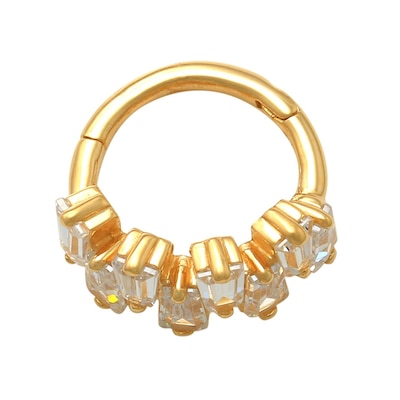 016 Gauge 8mm Baguette Cubic Zirconia Zig-Zag Cartilage Hoop in 10K Gold