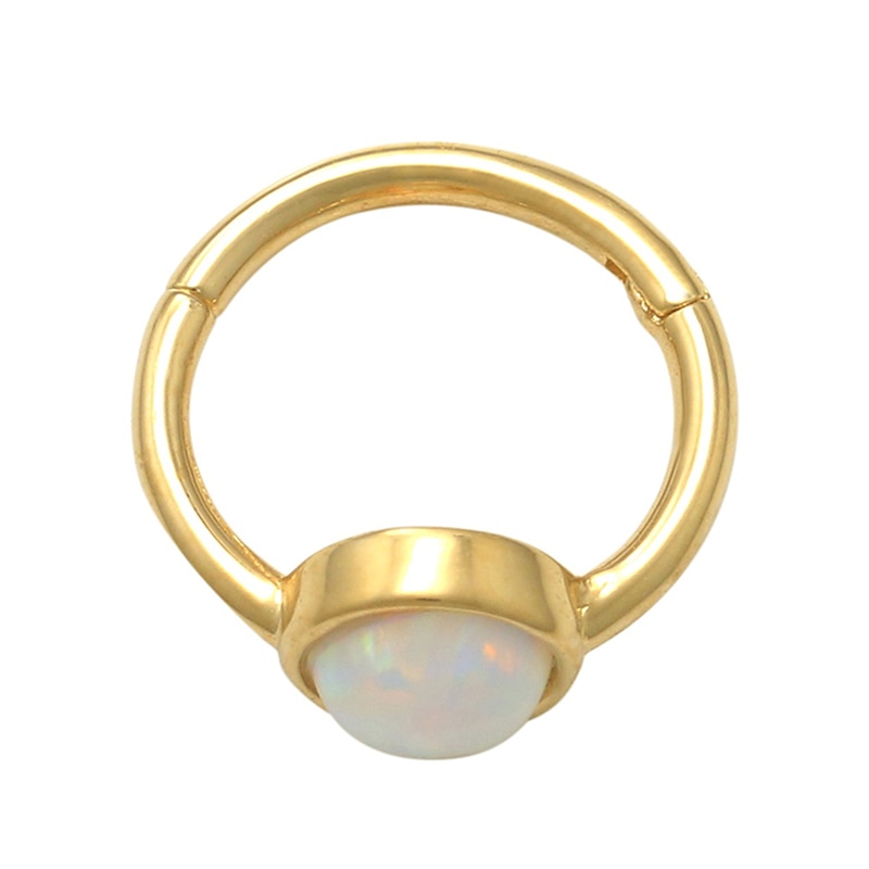 018 Gauge 8mm Simulated Opal Cartilage Hoop in 10K Gold | Banter