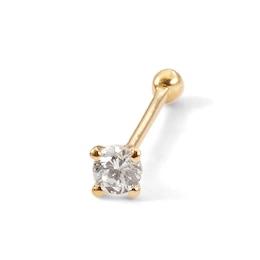 018 Gauge Diamond Accent Solitaire Straight Nose Bone Barbell in 14K Gold - 1/4&quot;